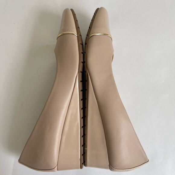 Anne Klein Mildred Nude Low Wedge Cap Toe Slip On Shoes 10 M iFlex Padded Insole - Picture 7 of 12